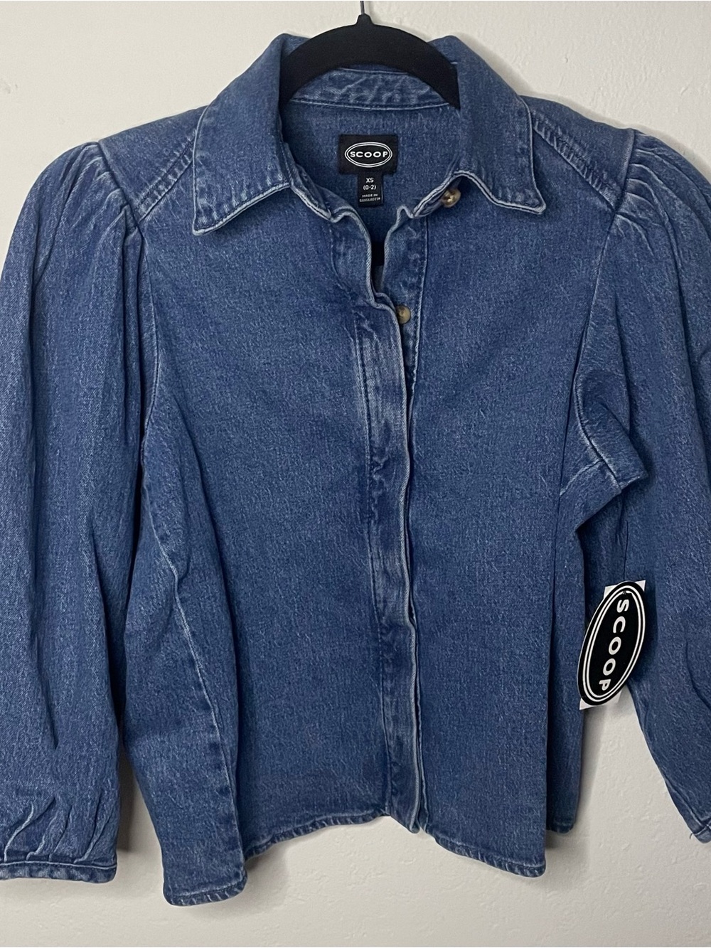 Scoop Women's Dark Blue Denim Button-Front Jacket
